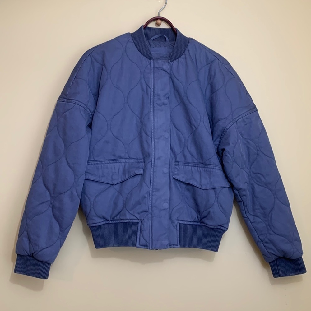 Universal Thread | Blue Quilted Lined Zip Snap Dr… - image 1